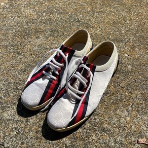 Gucci Mens Script Logo Web Sneakers